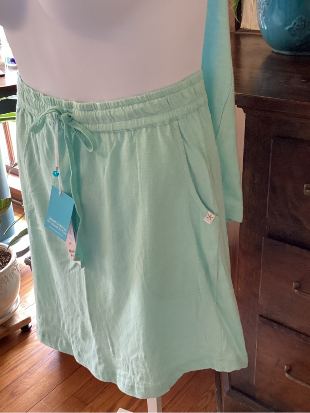West Indies Wear Light Aqua Slub Knit Cotton Classic Skirt - NWT M